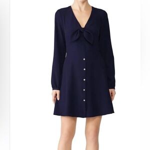 Hutch Willow Dress Navy Blue Tie Front  Buttons Nautical